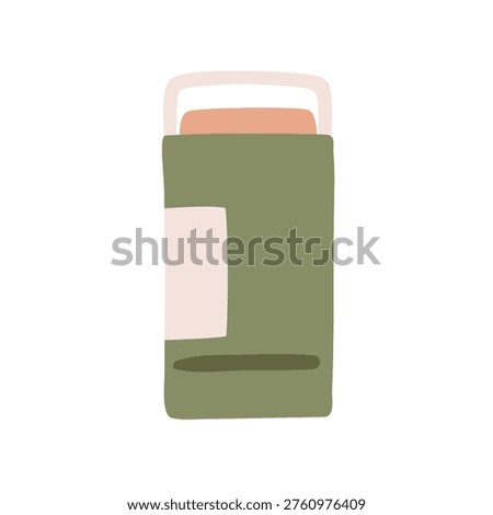 Foundation and concealer stick. Decorative cosmetics for face skin makeup. Beauty cosmetic product for tone correction. Applicator for concealing. Flat vector illustration isolated on white background