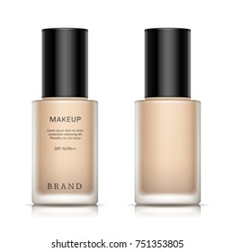 Foundation container mockup, cosmetic bottle package design isolated on white background in 3d illustration