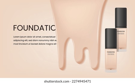 Foundation with falling liquid. skincare ads