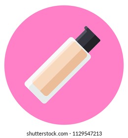 Foundation flat icon isolated on pink background. Beauty and Makeup sign symbols in flat style. Vector illustration for web and mobile design.
