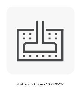 Foundation Or Footing At Cross Section View Vector Icon Design. Shallow And Spread Type. Include House Building, Soil, Column. Concrete Structure At Below, Underground. Analysis By Civil Engineering.
