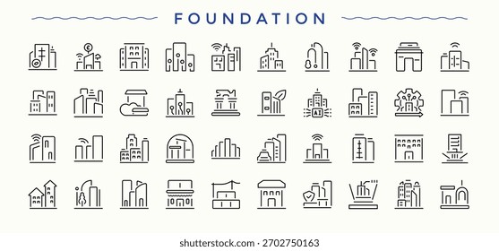 Conjunto de iconos de la fundación. Contiene íconos como humanitarios, caridad, Asistencia, caridad, ayuda y más. Conjunto de iconos de caridad. Ilustración vectorial.
