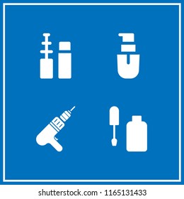 foundation icon. This set with drilling machine, makeup, make and corrector vector icons for mobile and web