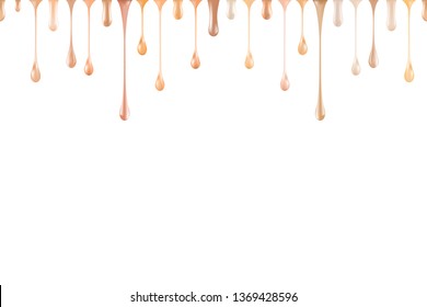 Foundation liquid drops isolated seamless background. Tone cream sample palette. Skin texture of droplets. Beauty makeup elements for fashion advertising of cosmetics. Vector realistic 3d illustration