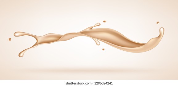 Foundation liquid elements, splashing complexion liquid. Realistic vector illustration