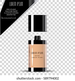 Foundation.  Liquid makeup foundation in bottle and face powder. Skin care product.