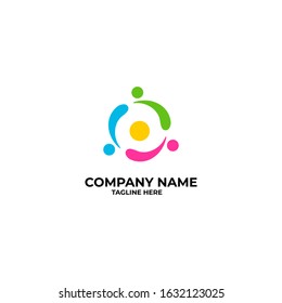 Foundation Logo. Abstract People Vector Illustration for Charity Company Graphic Template