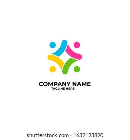 Foundation Logo. Abstract People Vector Illustration for Charity Company Graphic Template