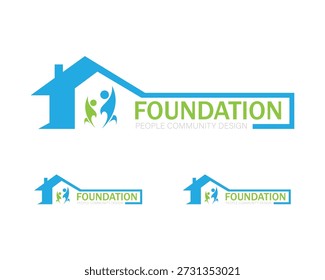 Foundation logo creative design concept health care people community