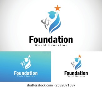 foundation logo creative world education business design concept reaching star