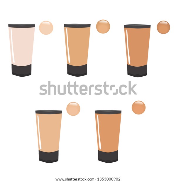 Foundation Makeup 5 Colors Tube Front Stock Vector Royalty Free