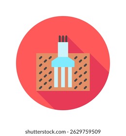 Foundation Pile mini illustration rounded flat color icon, use for civil engineering, industry, construction, UI, UX kit, app and web development, digital or print.