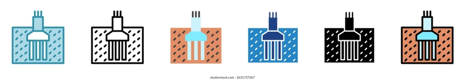 Foundation Pile multi estilo, mini ilustração ícone conjunto. contorno, plano, glifo, cor da linha. vetor para IU, UX, aplicativo, web, digital ou impressão, relacionado à indústria, construção, engenharia civil.