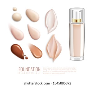 Foundation realistic smears icon set for different tones and types of skin vector illustration