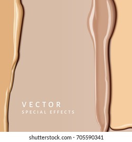 Foundation smear texture, close up look at different complexion tone cream for cosmetic use in 3d illustration