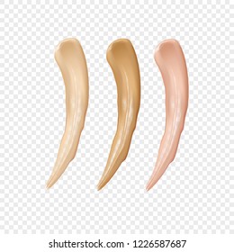 Foundation smear texture, close up tone cream on transparert background for cosmetic use in 3d illustration