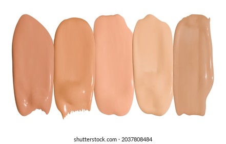 Foundation Smudges. Make Up Concealer Base. Paint Fashion Creme. Skin Shade Powder. Color Cosmetic Foundation Smudges. Realistic Liquid Smears. Face Care Gel. Brown Foundation Smudges.