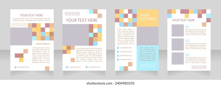 Foundation support promoting blank brochure layout design. Vertical poster template set with empty copy space for text. Premade corporate reports collection. Editable flyer paper pages