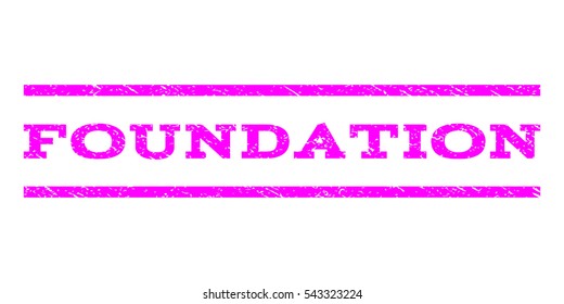 Foundation watermark stamp. Text tag between horizontal parallel lines with grunge design style. Rubber seal stamp with scratched texture. Vector magenta color ink imprint on a white background.