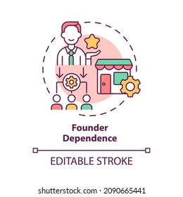 Founder dependence concept icon. Startup issues. Problems of small companies development abstract idea thin line illustration. Vector isolated outline color drawing. Editable stroke