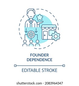 Founder dependence problem concept icon. Startup issues. Problems of small companies development abstract idea thin line illustration. Vector isolated outline color drawing. Editable stroke