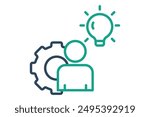 Founder icon. people with gear and light bulb. icon related to lead . line icon style. business elements vector illustration