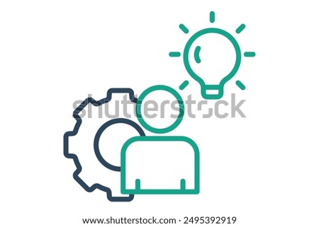 Founder icon. people with gear and light bulb. icon related to lead . line icon style. business elements vector illustration