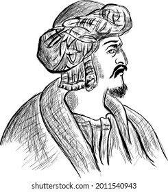 founder of the ottoman state 'Osman Gazi' hand drawn vector