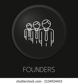 Founders minimal vector line icon on 3D button isolated on black background. Premium Vector.
