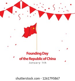 Founding Day of the Republic of China Vector Template Design Illustration