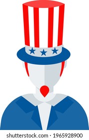 Founding father of America in a top hat. Independence day of USA.