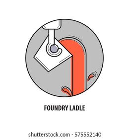 Foundry Ladle Icon. Linear Trendy Style, Circular Composition. Vector Illustration