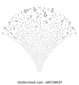 Fountain of arrow symbols. Vector illustration style is flat black iconic symbols on a white background. Object source made from random design elements.