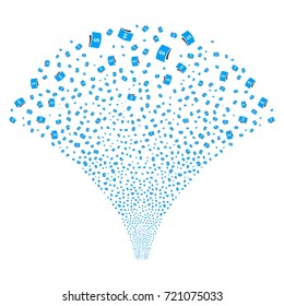 Fountain of banknotes icons. Vector illustration style is flat blue and gray iconic symbols on a white background. Object source combined from confetti icons.