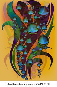 Fountain of bubbles. Vector illustration water, bubbles, monogram. eps 10