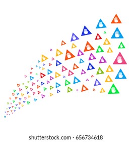 Fountain of caution icons. Vector illustration style is flat bright multicolored iconic caution symbols on a white background. Object fountain organized from design elements.