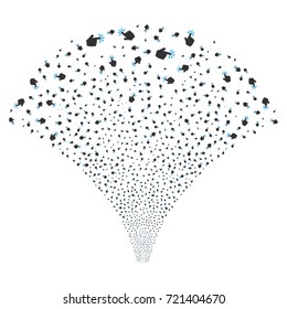 Fountain of click icons. Vector illustration style is flat blue and gray iconic symbols on a white background. Object source done from scattered symbols.