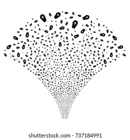 Fountain of coffin symbols. Vector illustration style is flat black iconic symbols on a white background. Object stream constructed from scattered pictograms.