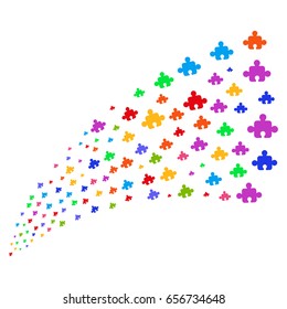 Fountain of component symbols. Vector illustration style is flat bright multicolored iconic component symbols on a white background. Object fountain done from symbols.