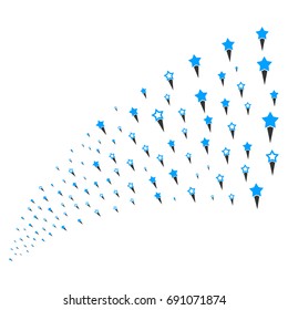Fountain of confetti stars icons. Vector illustration style is flat gray iconic confetti stars symbols on a white background. Object fountain created from pictographs.