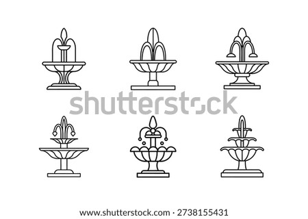 fountain design draft icon line art vector illustration isolated