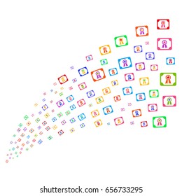 Fountain of diploma symbols. Vector illustration style is flat bright multicolored iconic diploma symbols on a white background. Object fountain created from icons.