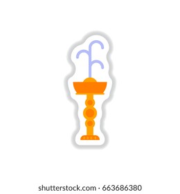 Fountain with drinking water. Vector icon in paper sticker style. park fountain