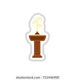 Fountain with drinking water. Vector icon in paper sticker style. park fountain