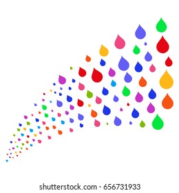 Fountain of drop icons. Vector illustration style is flat bright multicolored iconic drop symbols on a white background. Object fountain constructed from pictographs.