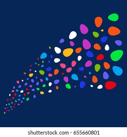Fountain of egg icons. Vector illustration style is flat bright multicolored egg iconic symbols on a blue background. Object source constructed from random design elements.