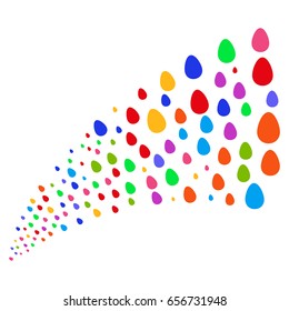 Fountain of egg symbols. Vector illustration style is flat bright multicolored iconic egg symbols on a white background. Object fountain created from design elements.