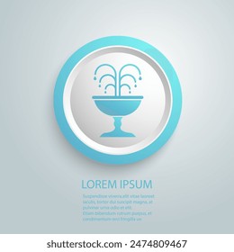 Fountain flat blue icon. Vector isolated minimal illustration sign