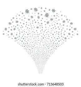 Fountain of galaxy symbols. Vector illustration style is flat blue and gray iconic symbols on a white background. Object source made from scattered icons.