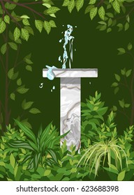 the fountain in the garden